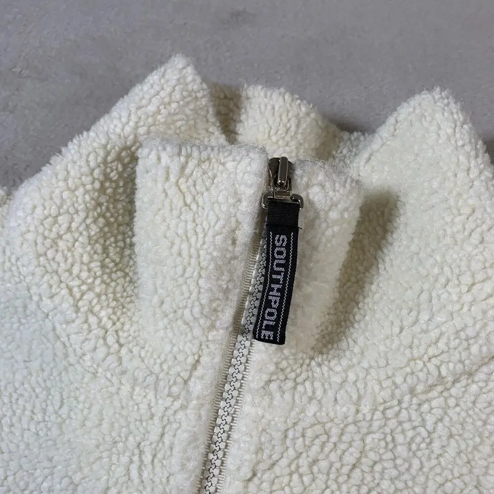 Vintage SOUTHPOLE Sweater Men Large White 1/4 Zip Pullover HipHop Y2K Sherpa 90s